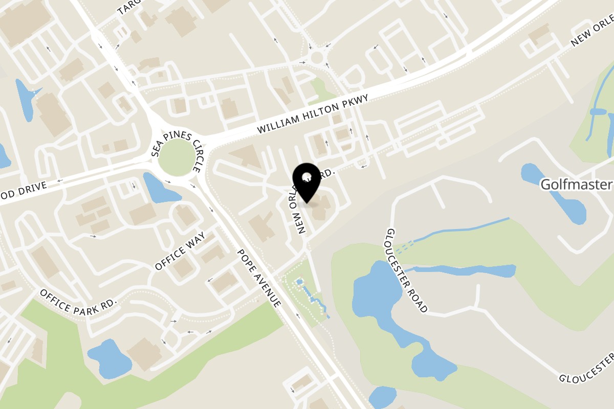 Map showing the location of Phillys Cafe & Deli on 55 New Orleans Rd #102 in Hilton Head Island